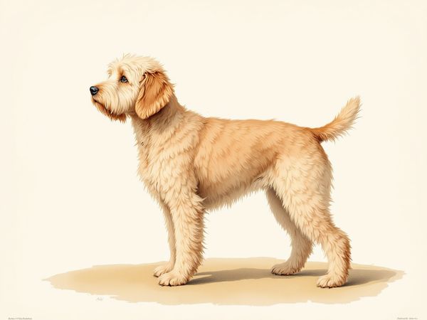 Mini Goldendoodle breed illustration in naturalist style