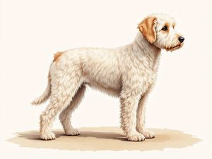 Mini Labradoodle breed illustration in naturalist style