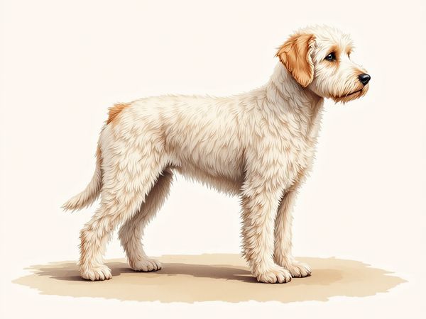 Mini Labradoodle breed illustration in naturalist style
