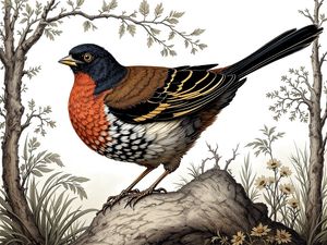 Miniature American Shepherd breed illustration in naturalist style