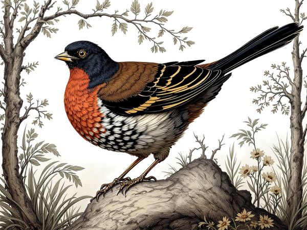 Miniature American Shepherd breed illustration in naturalist style