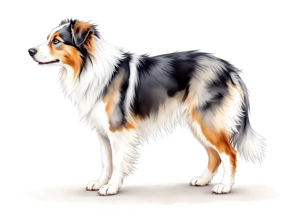 Miniature American Shepherd breed illustration in naturalist style