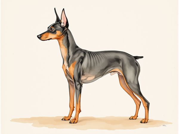 Miniature Pinscher breed illustration in naturalist style