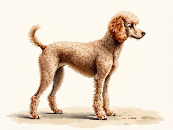Miniature Poodle breed illustration in naturalist style