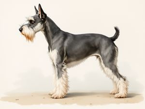 Miniature Schnauzer breed illustration in naturalist style