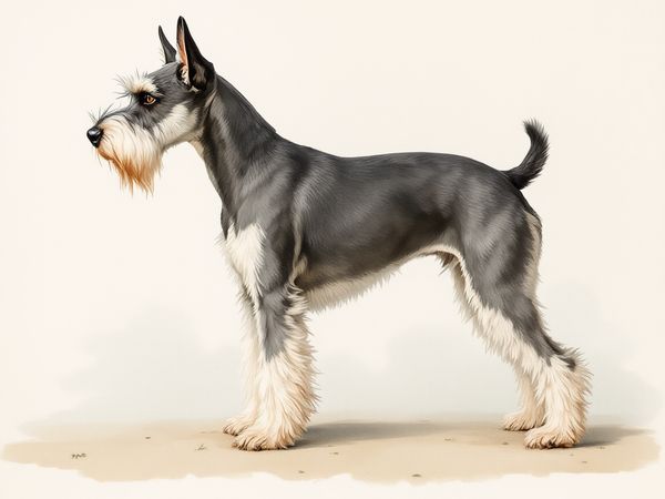 Miniature Schnauzer breed illustration in naturalist style