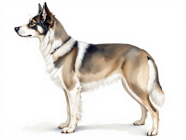 Norwegian Lundehund breed illustration in naturalist style
