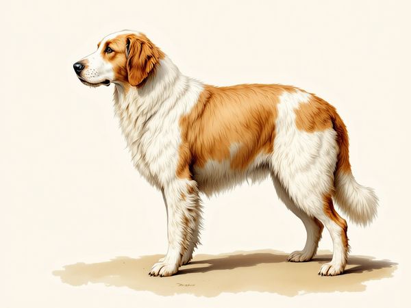 Old English Sheepdog breed illustration in naturalist style