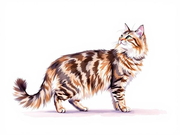 Oriental Longhair breed illustration in naturalist style