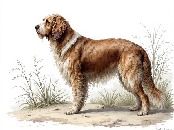 Otterhound breed illustration in naturalist style