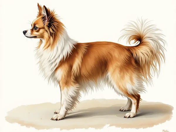 Papillon breed illustration in naturalist style