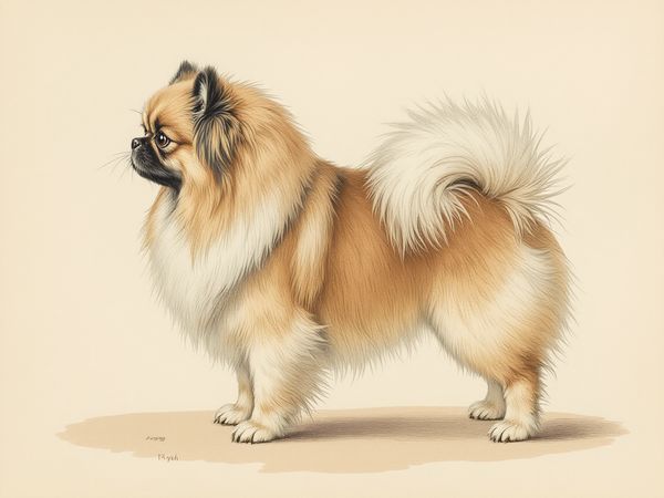 Pekingese breed illustration in naturalist style