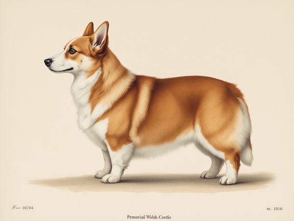 Pembroke Welsh Corgi breed illustration in naturalist style