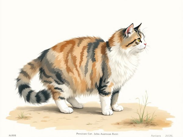 Persian breed illustration in naturalist style