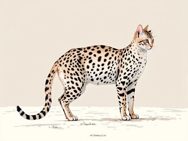 Peterbald breed illustration in naturalist style