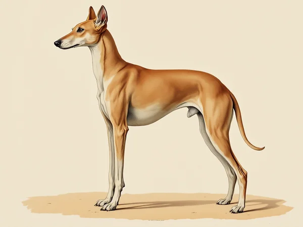 Pharaoh Hound breed illustration in naturalist style