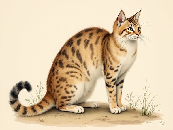 Pixie-bob breed illustration in naturalist style