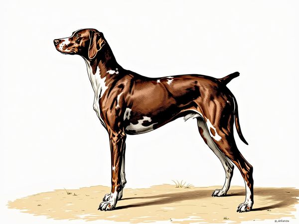 Pointer breed illustration in naturalist style