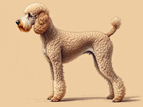 Poodle breed illustration in naturalist style