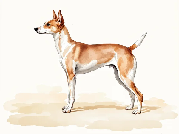 Portuguese Podengo breed illustration in naturalist style