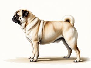 Pug breed illustration in naturalist style