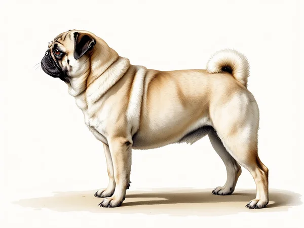 Pug breed illustration in naturalist style