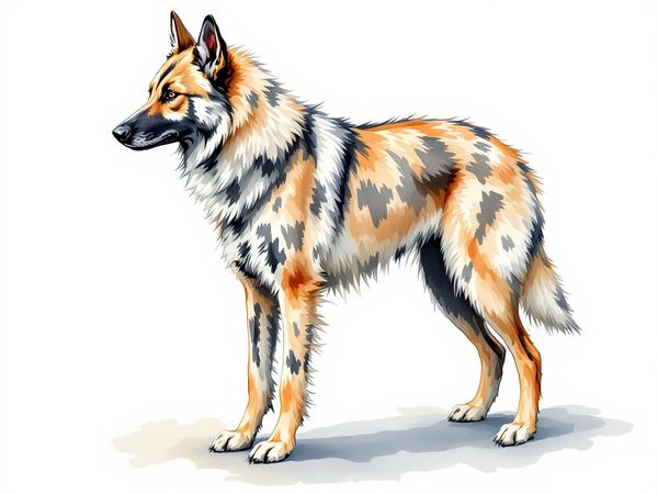 Pumi breed illustration in naturalist style