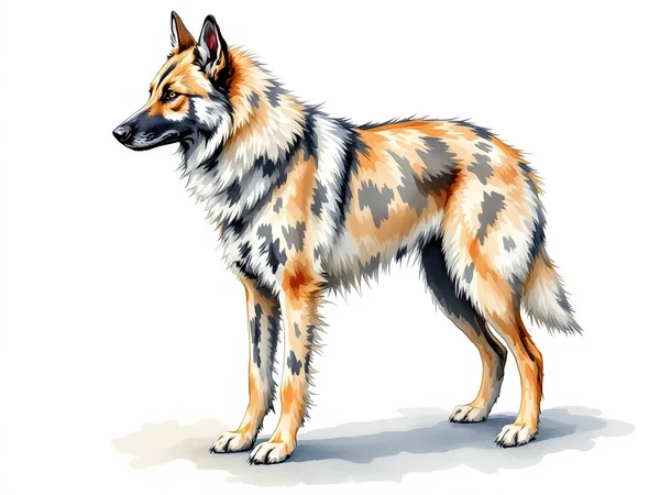 Pumi breed illustration in naturalist style