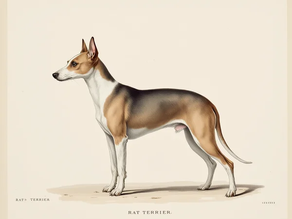 Rat Terrier breed illustration in naturalist style