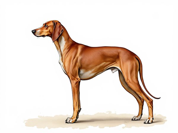 Redbone Coonhound breed illustration in naturalist style