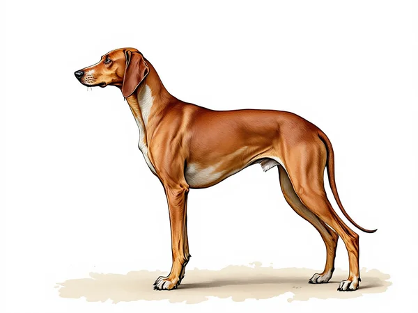 Redbone Coonhound breed illustration in naturalist style