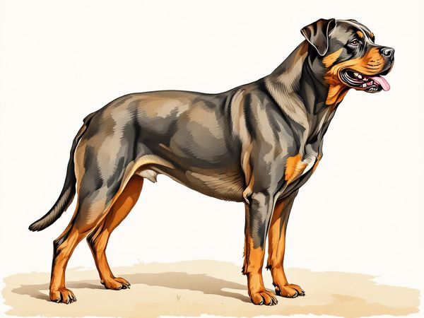 Rottweiler breed illustration in naturalist style
