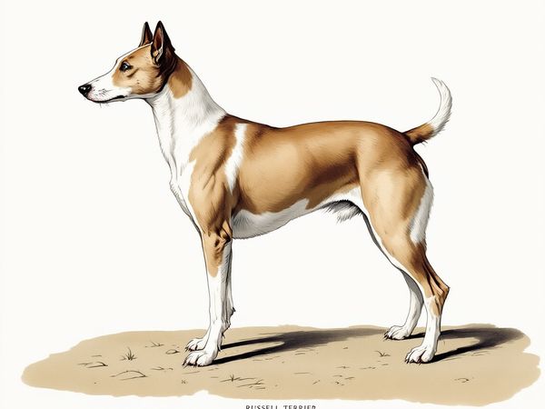 Russell Terrier breed illustration in naturalist style