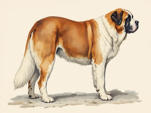 Saint Bernard breed illustration in naturalist style