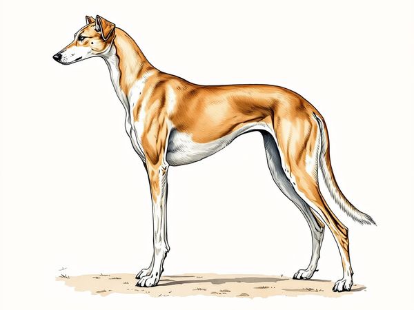 Saluki breed illustration in naturalist style