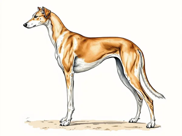 Saluki breed illustration in naturalist style