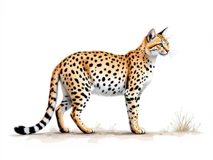 Savannah Cat breed illustration in naturalist style