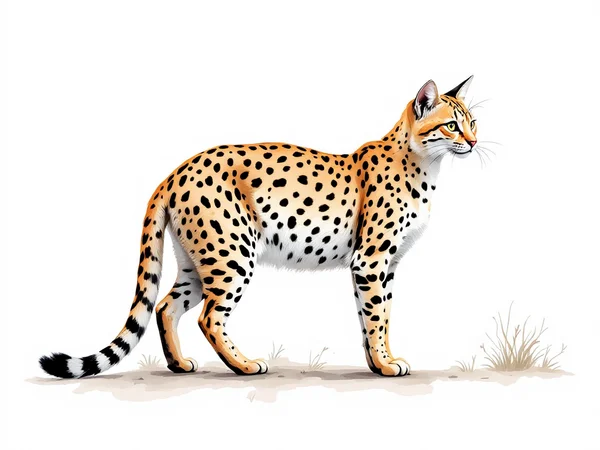 Savannah Cat breed illustration in naturalist style