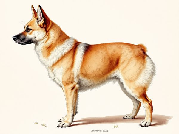 Schipperke breed illustration in naturalist style