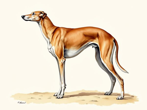 Scottish Deerhound breed illustration in naturalist style