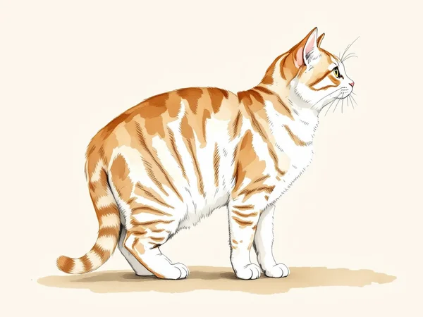 Scottish Fold breed illustration in naturalist style