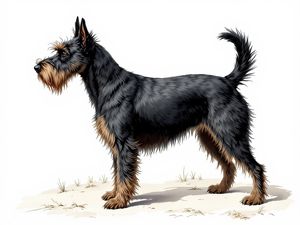 Scottish Terrier breed illustration in naturalist style