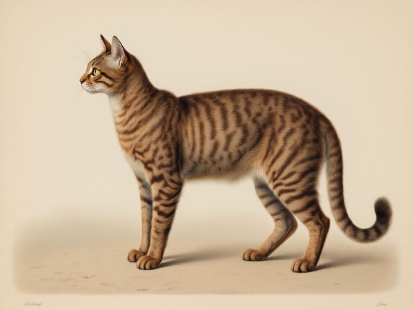 Selkirk Rex breed illustration in naturalist style