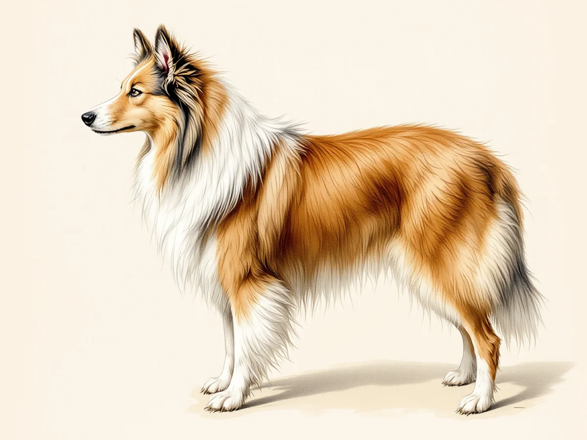 Shetland Sheepdog breed illustration in naturalist style