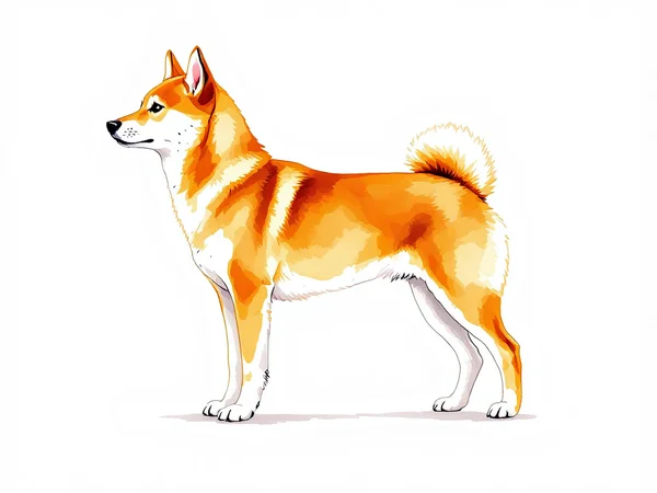 Shiba Inu breed illustration in naturalist style