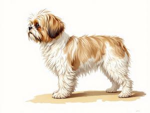 Shih Tzu breed illustration in naturalist style