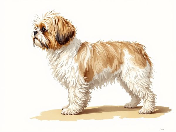 Shih Tzu breed illustration in naturalist style