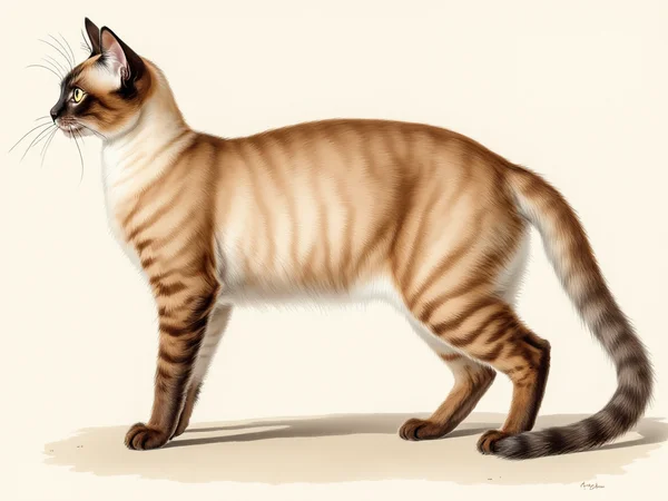 Siamese breed illustration in naturalist style