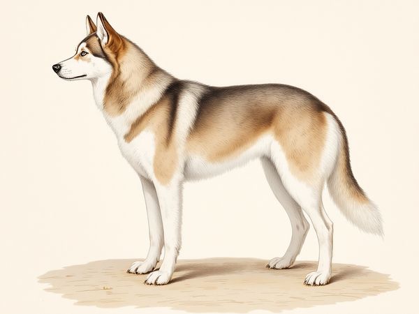 Siberian Husky breed illustration in naturalist style