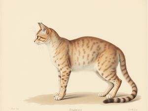 Singapura breed illustration in naturalist style